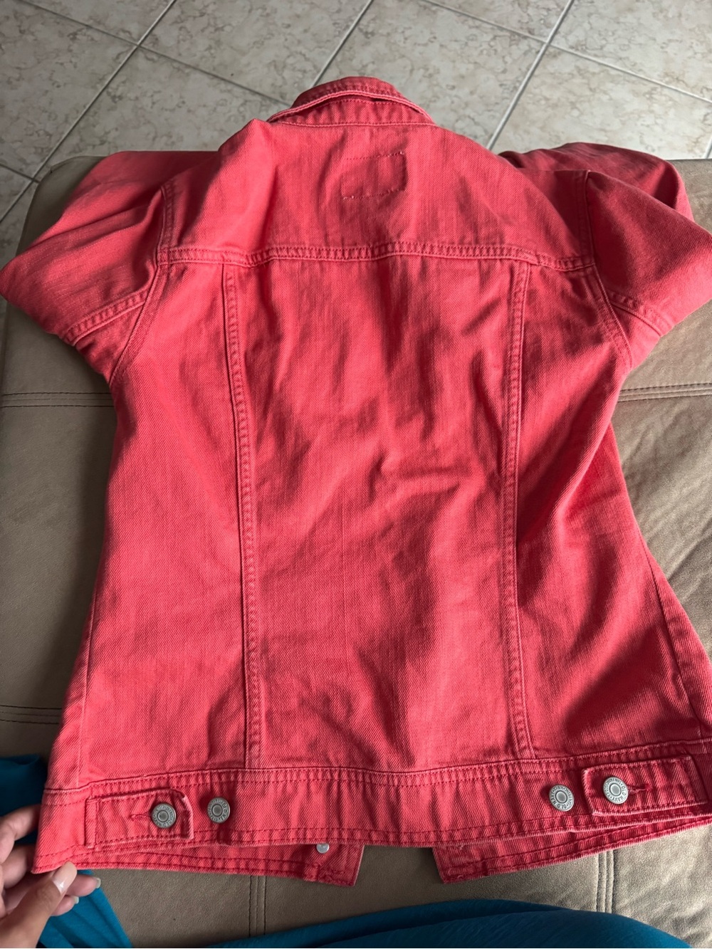 Old Navy Coral-Red Denim Jacket - Picture 7 of 7